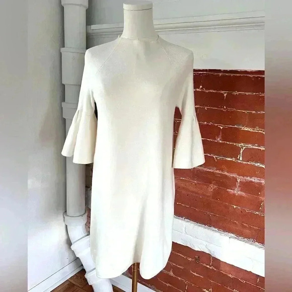 Moth Dresses & Skirts - Anthropologie Moth Chester Sweater Dress in Ivory Bell Sleeves Mini Dress Tunic